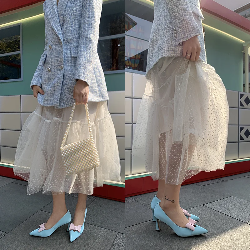 

QZYERAI 2021 Pointed Toe Soft Genuine Leather Women Pumps Shoes Spring Summer Basic Female Fashion Comfortable Med Heels