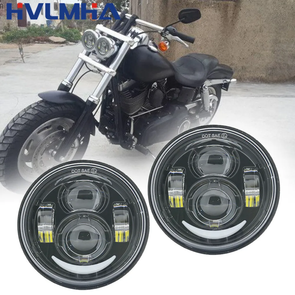 Для Davidson Dyna Fat Bob Black 4 65 дюймовые фары в стиле мотора для FXDF Fatbob светодиодный