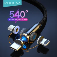 kuulaa magnetic usb cable usb type c micro charger cable for iphone 12 11 pro max xs x fast charging usb cord 360%c2%ba180%c2%ba rotation