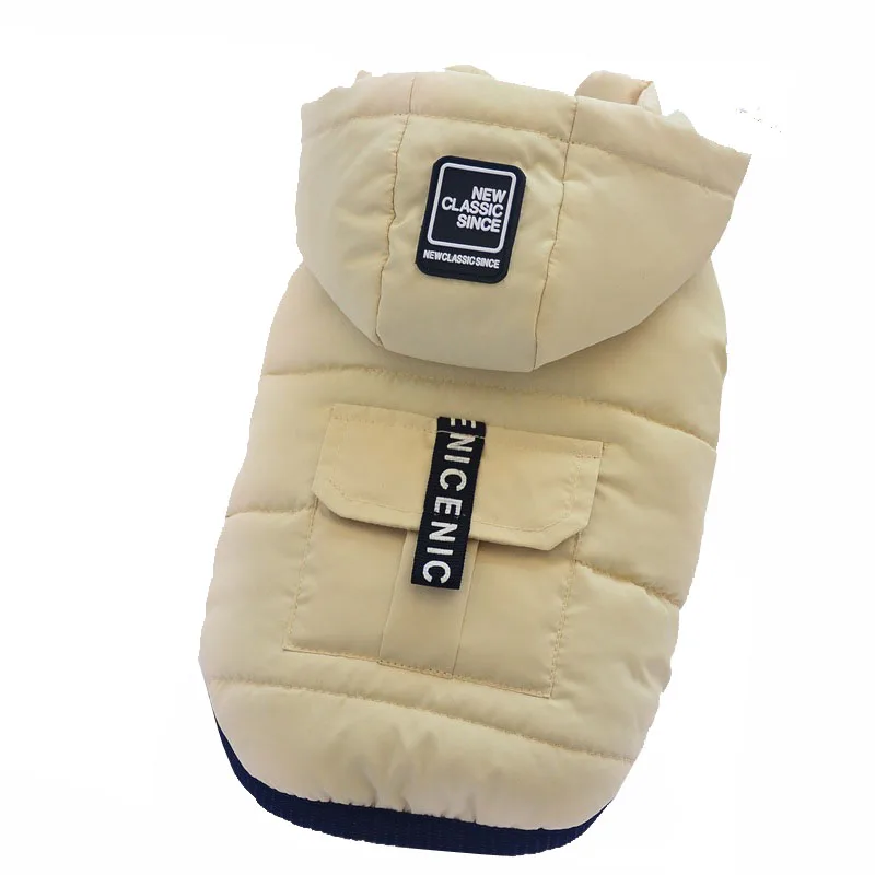 Beige Зимняя одежда для собак, куртка для домашних животных, теплое пальто, ветрозащитная пуховая куртка для собак, жилет для маленьких средних собак, домашних животных, для холодной погоды, TMPC027 - Цвет: Beige