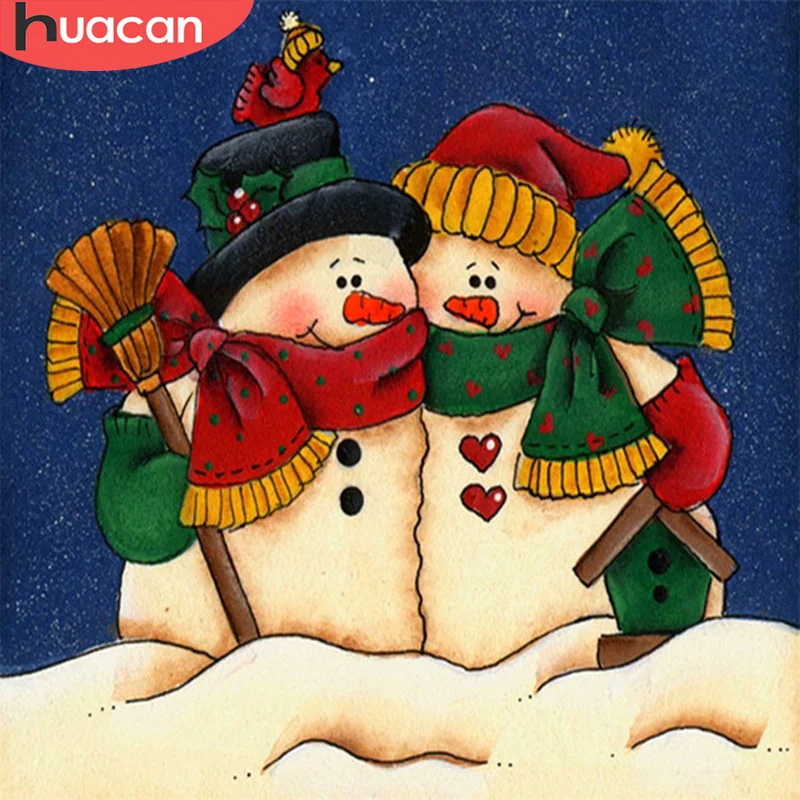 

HUACAN Алмазная картина зима картины из алмазов Снеговик алмазная вышивка по фото рождество искусство стены