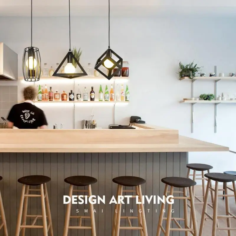 Современный подвесной светильник в виде клетки металлический минималистичный