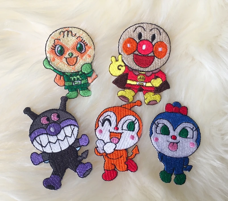 Японские Мультяшные милые вышитые нашивки Anpanman термоклейкая аппликация для