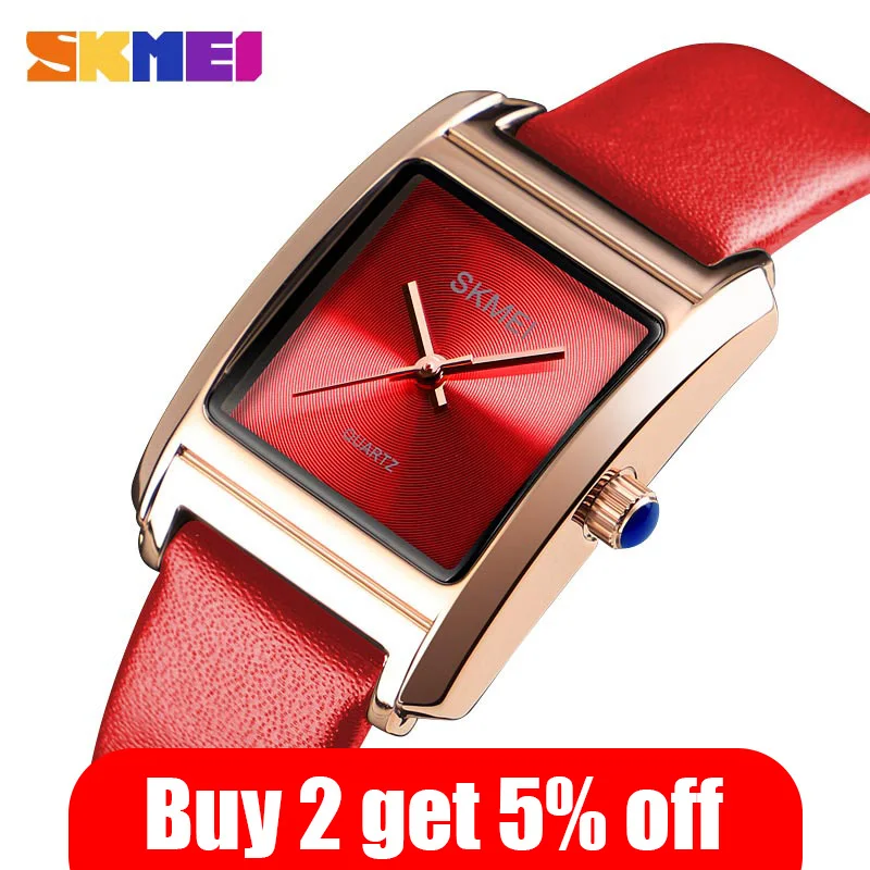 SKMEI женские часы из натуральной кожи люксовый бренд кварцевые повседневные Montre