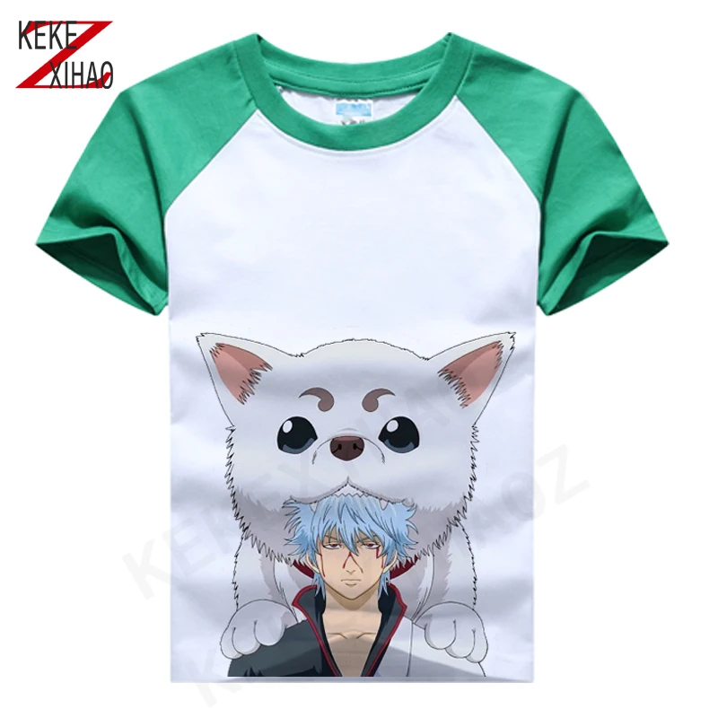 

Летняя и осенняя футболка с коротким рукавом из аниме, милая одежда GINTAMA, Детская футболка унисекс из чистого хлопка, детские подарки, футбол...