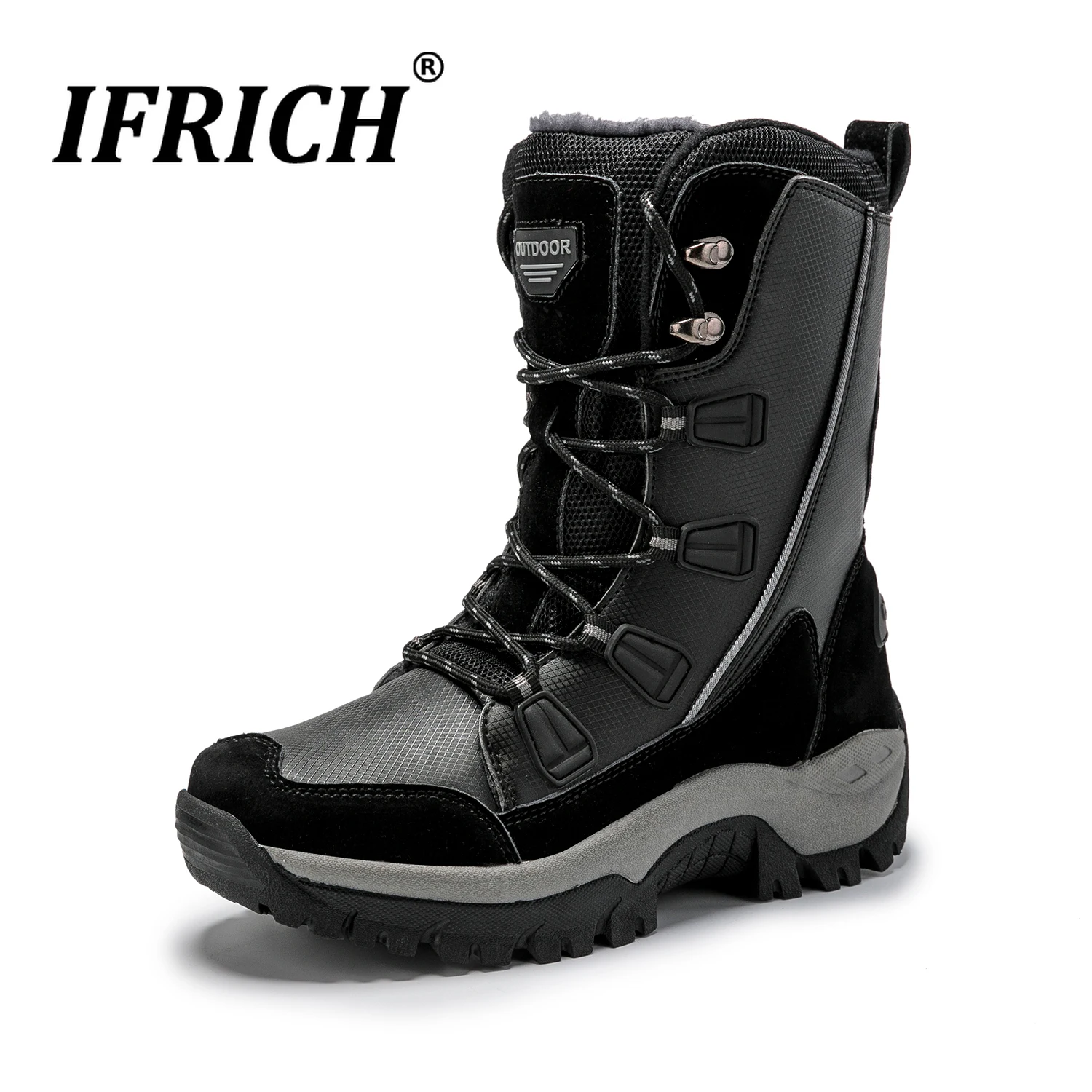 Зимние теплые походные ботинки женские высокие сапоги охотничьи зимние кожаная