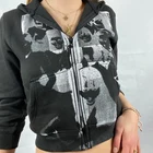 E-девочки свитшот в готическом стиле толстовки для женщин; Сезон весна-осень; Одежда с длинными рукавами, пальто на молнии, в стиле Харадзюку уличная Y2K эстетическое в стиле хип-хоп, топы