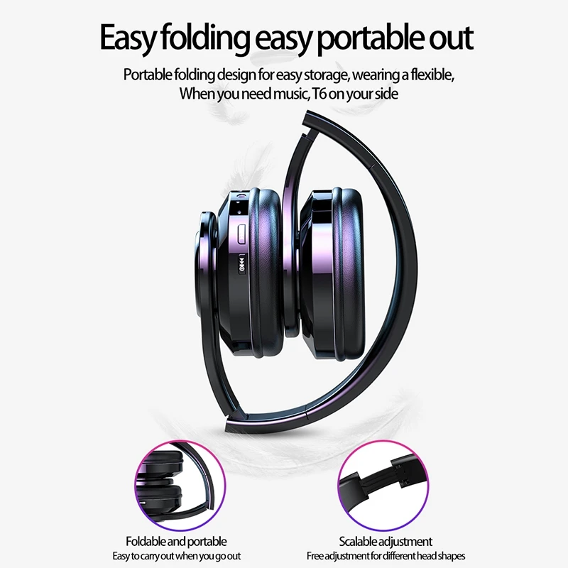 T6 Беспроводная Bluetooth головная повязка игровые наушники гарнитура 5 0 глубокий бас