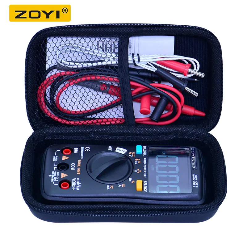 ZT-102A с коробкой EVA 6000 True RMS отсчетов Цифровой мультиметр Ручной Автоматический