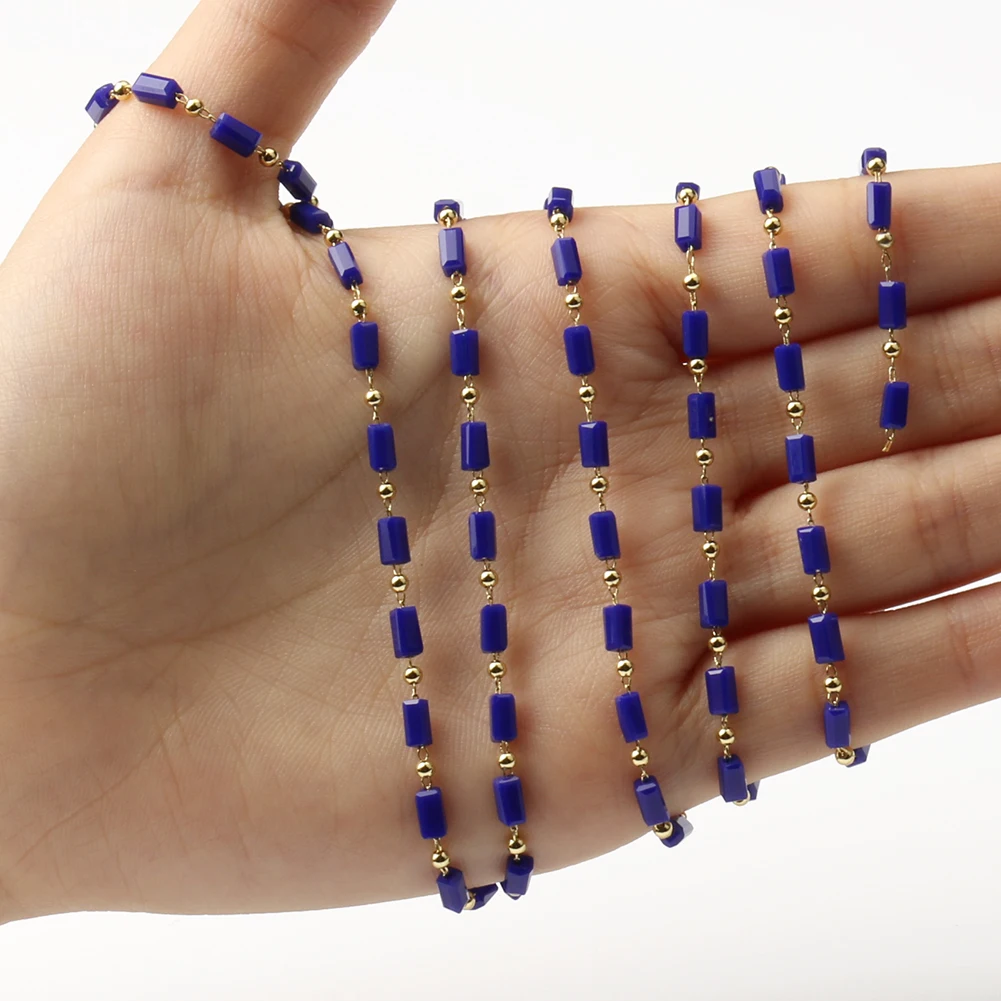 Цепочка-четки ручной работы золотого цвета цилиндрическая цепочка с