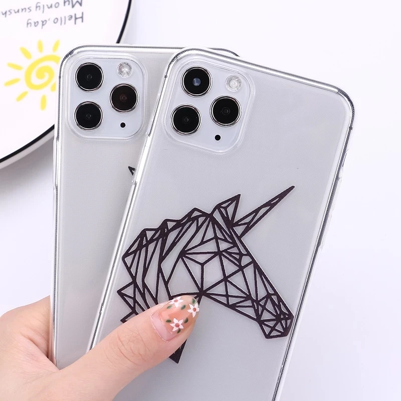 Чехол для телефона с геометрическим абстрактным животным iPhone 11 Pro 12 7 8Plus 6 6S 6Plus X XR
