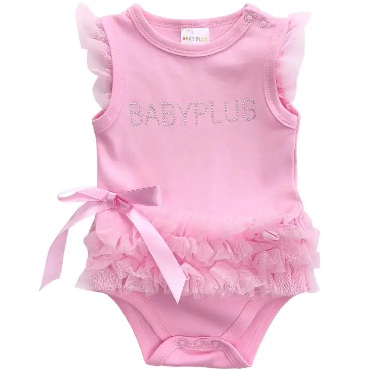 Детский кружевной комбинезон принцессы прекрасный ребенок младенец розовый с