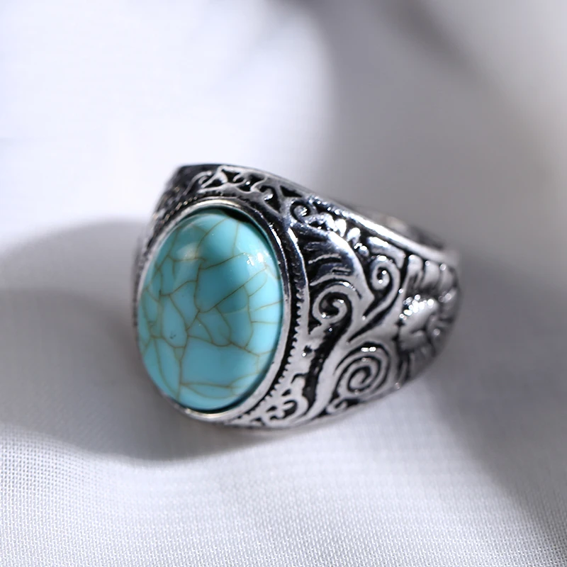 Мужское ретро кольцо очаровательный натуральный камень посеребренное ручной