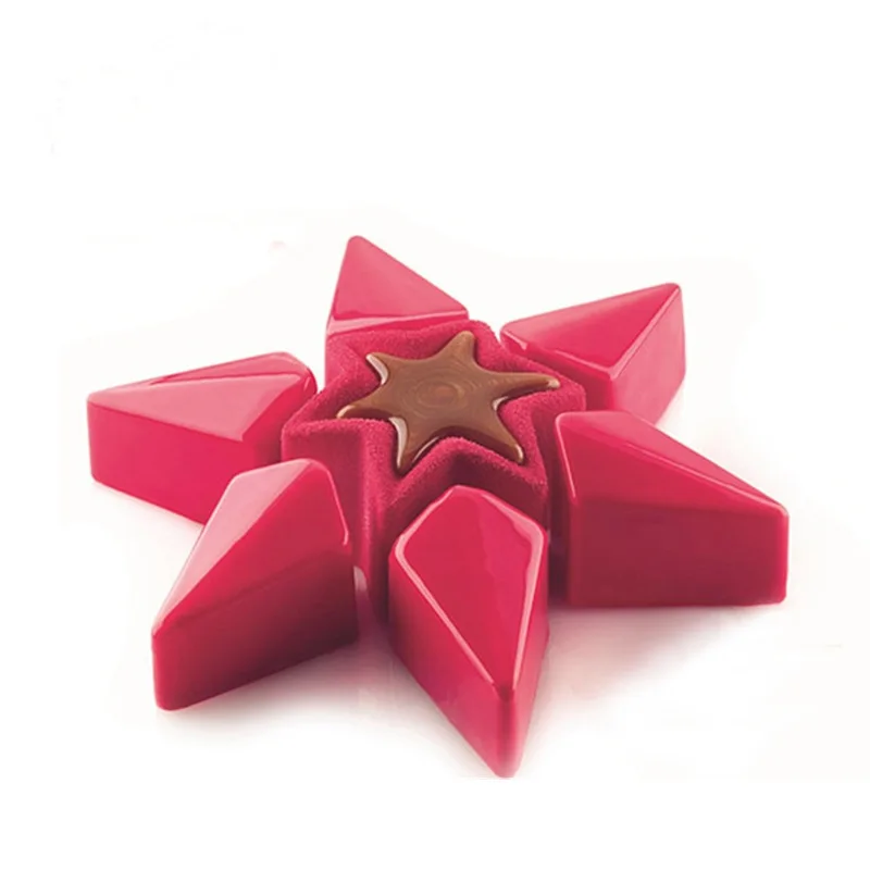 

2021 New 3D Hexagonal Star Silicone Mold for Cake Decoration Tools DIY Baking Accessories Pastries Mousse Dessert Baking Tray