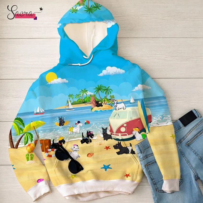 

2021 Summer Beach Dog Men Hoodies Big Size Long Sleeve Anime Men Clothing Outdoor Sport Sweatshirts