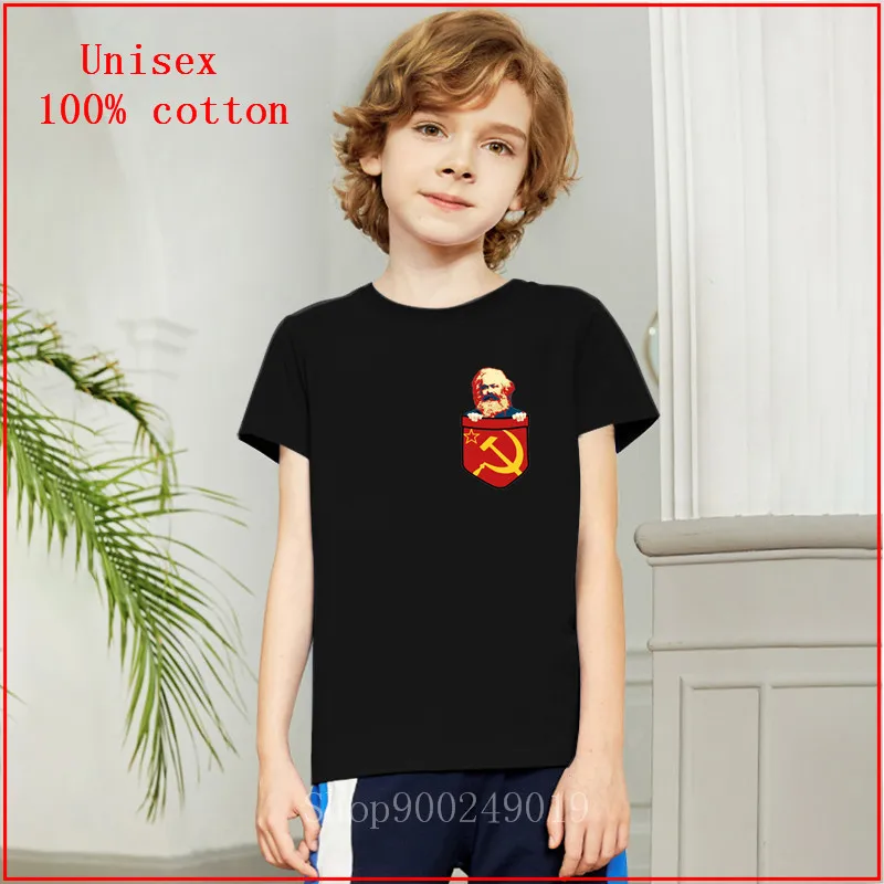 2020 Summer Newest Designer Product Especial for Kids Karl Marx Communism Chest Pocket Funny Cute Boys T-shirts Children Tops |