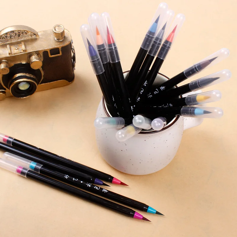 20 видов цветов/упаковка Акварельная Кисть ручка Мягкая головка мультяшная