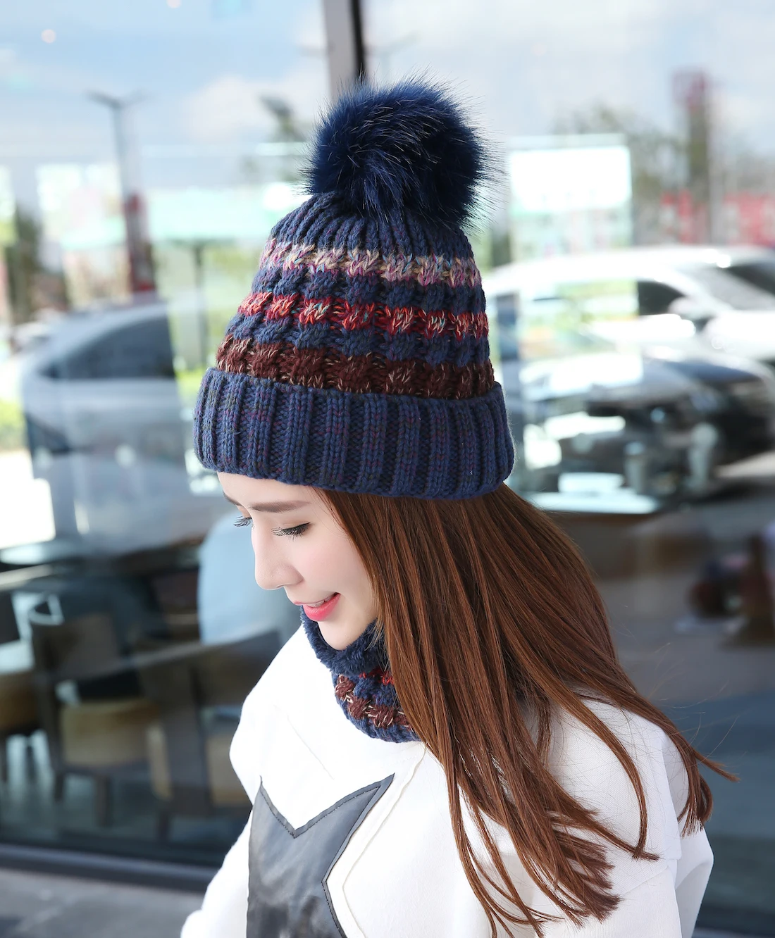 Женская Зимняя Шапка бини Connectyle комплект из мягкого флисового шарфа с подкладкой