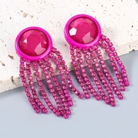 unusual exquisite party essentials rose red acrylic romantic long tassel earrings for women super shiny jewelry accessories