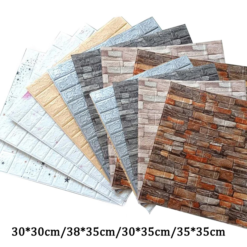 

3D Wall Paper Brick stone pattern Wall Stickers DIY Decor Self-Adhesive Waterproof Wallpaper For Kids Room Bedroom Walltickers