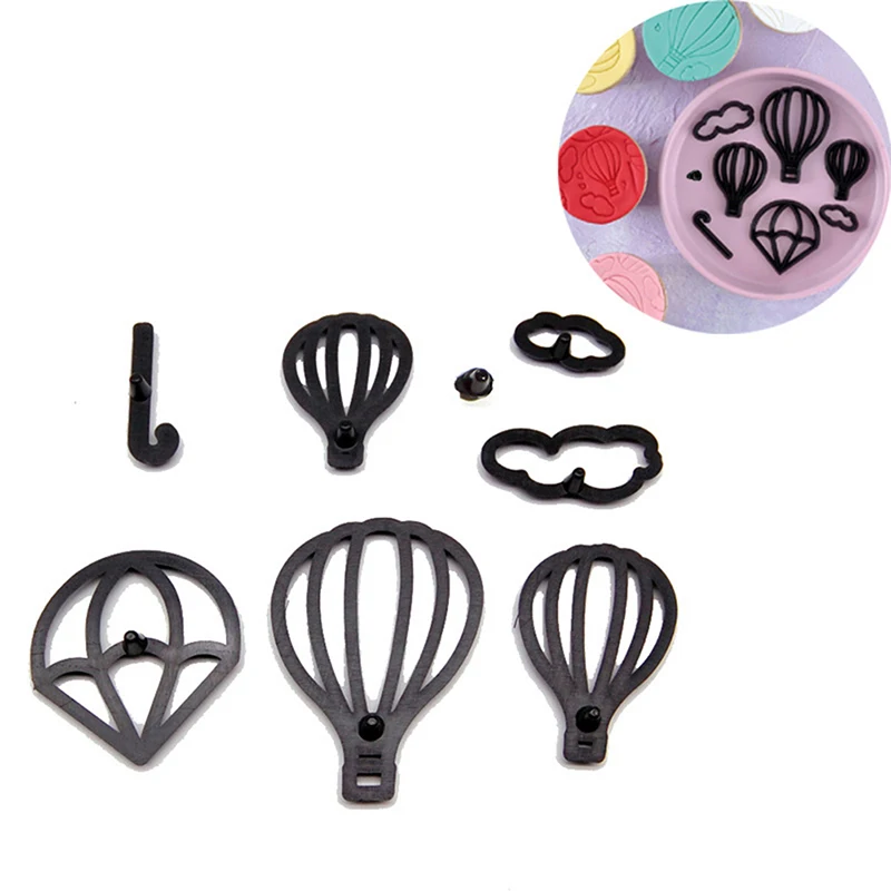 

8Pcs/set Hot Air Balloons Clouds Water Drops Flip Sugar Cake Embossing Mold Cookie Cutting Mold Cake Decoration Baking Tools