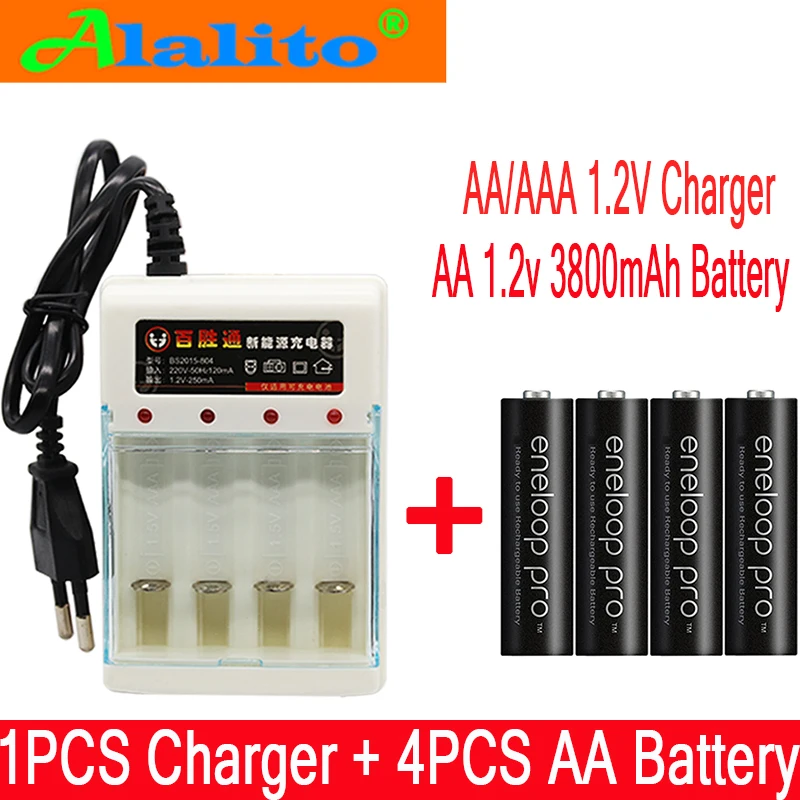 4 шт. Новая батарея AA основная Pro AA3800 MAH 1 2 V Ni MH камера игрушка Подогрев