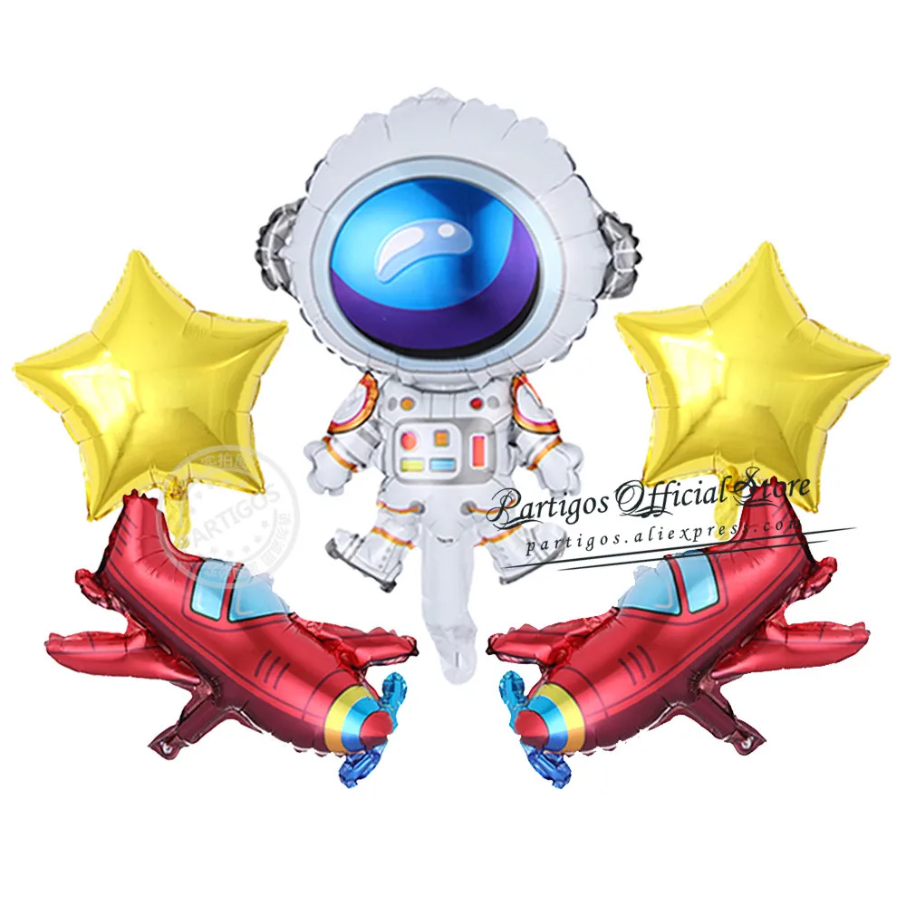 5Pcs/Set Minisize Outer Space Theme Astronaut Rocket Foil Balloons 10Inch Star Globos Kids Toy Boys Birthday Party Decorations image 5