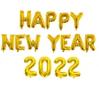 Розовое золото с новым годом 2022 фольги шары Hello 2022 номер SilverLetter воздушный шар новогодние украшения