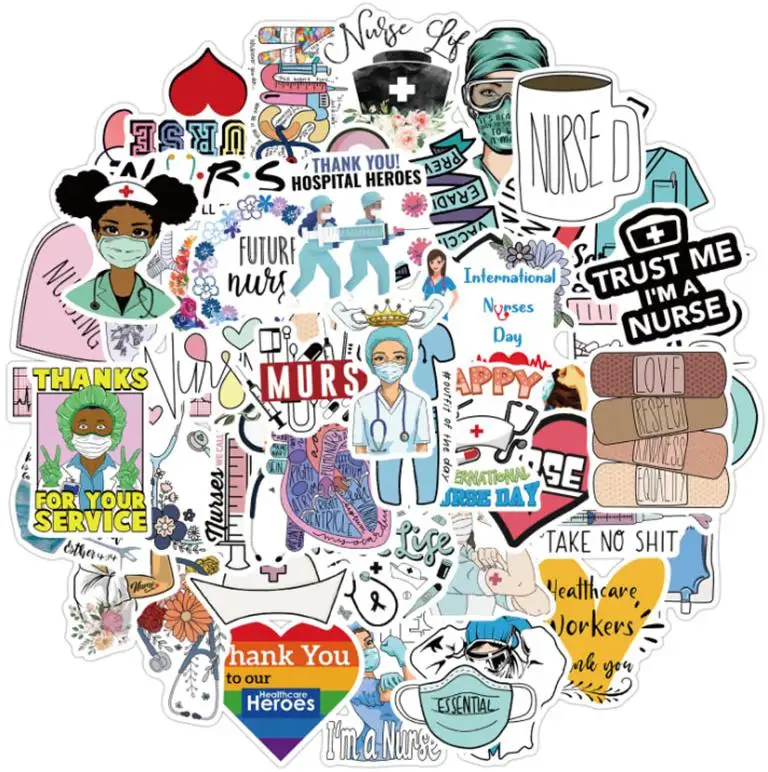 

10/30/50pcs International Nurses Day Sticker School Student Diary Hand Ledger Stationery Mobile Phone Guitar Decoration Kids