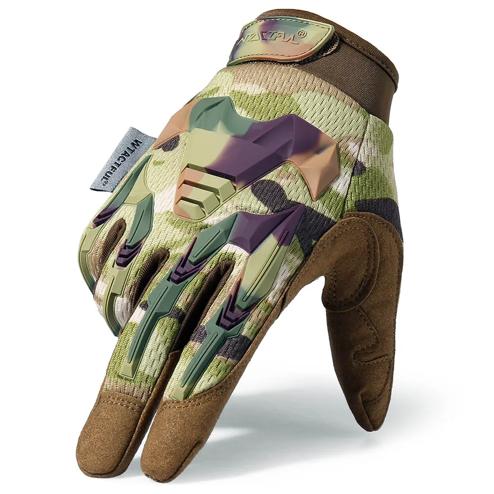 Multicam Camo Резиновые мотоциклетные перчатки для мотокросса тактические военные мото байкерские мотоциклетные защитные снаряжение перчатки для мужчин и женщин - Цвет: Multicam Camo