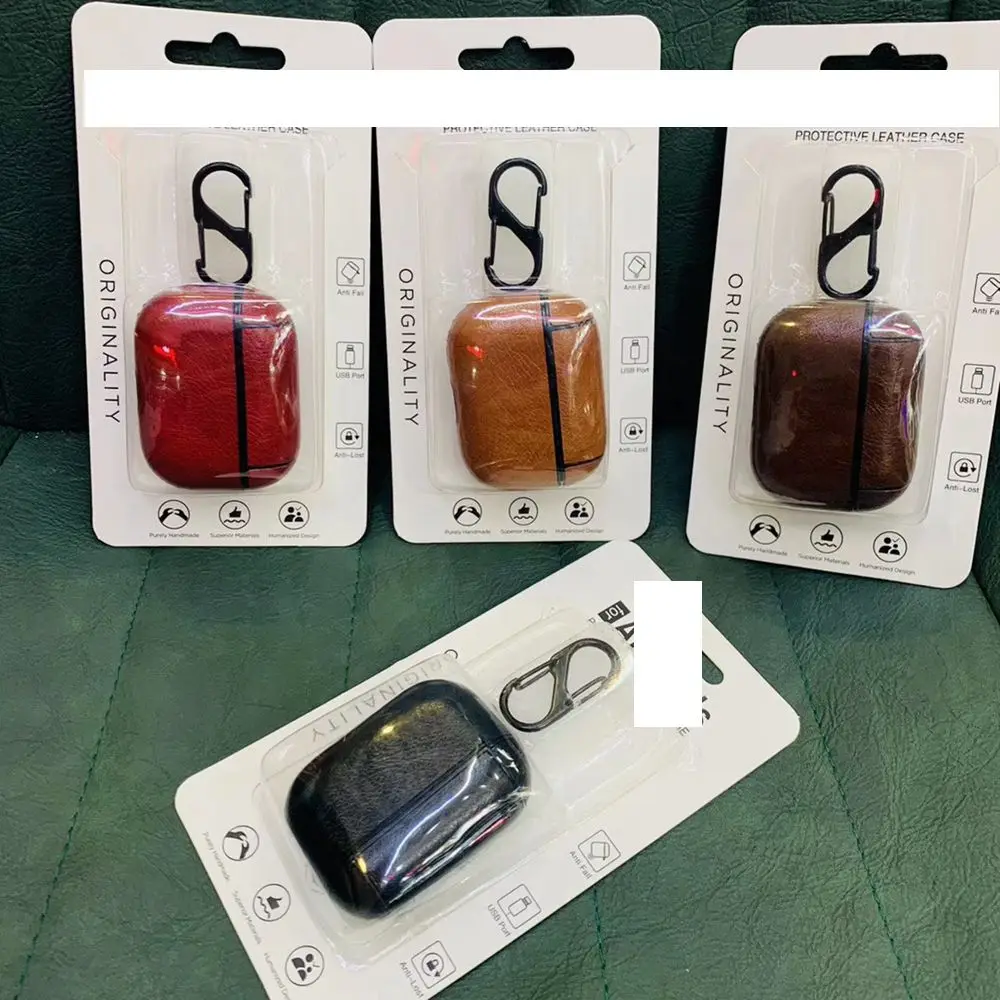 Кожаный чехол для наушников Airpods Pro Модный Apple Air Pods 3 с зарядным устройством крючок