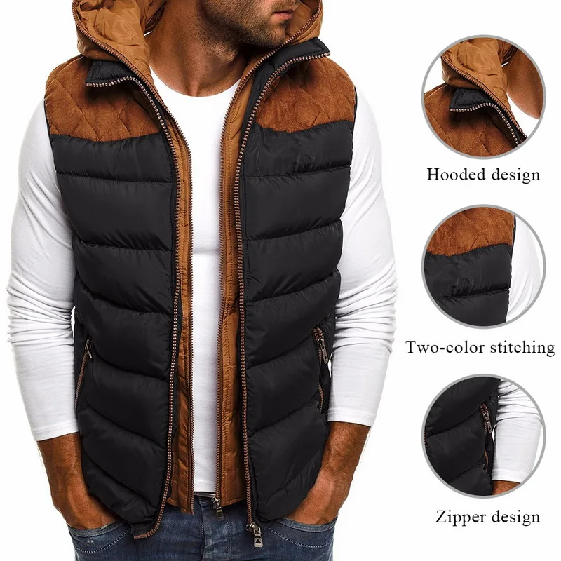 Sfit Brand Men Winter Coat Vests Warm Sleeveless Jacket Casual Waistcoat Cotton Vest Hooded Plus Size Duck Down | Мужская одежда