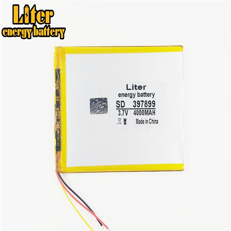 

3 line 3.7V,4000mAH (polymer lithium ion battery) Li-ion battery for tablet pc 7 inch 8 inch 9inch 397899