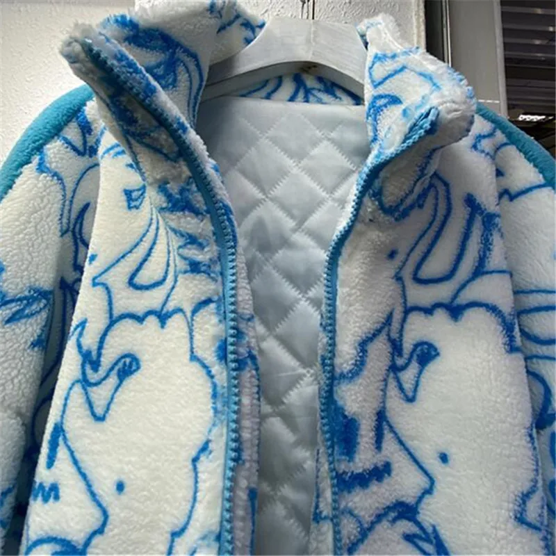 Куртка женская из искусственного меха ягненка модное Свободное пальто с принтом