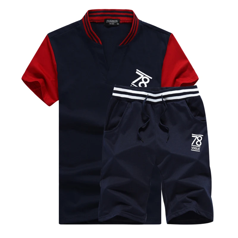 2018 мужские спортивные костюмы для фитнеса летние шорты с коротким рукавом