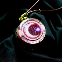 reiki pink moon symbol orgonite energy crystal necklace angel wicca chakra orgon pendant jewellery charms help woman in love