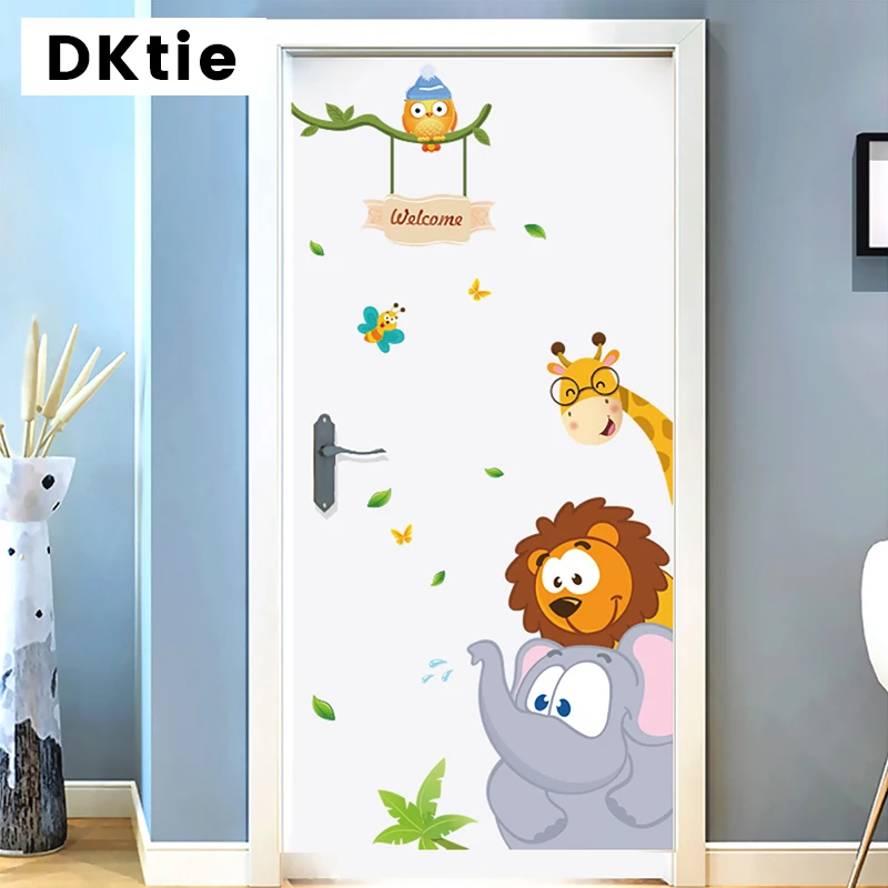 

Bedroom Wall Sticker For Kids Room stickers Elephant Giraffe Bird Living room Door Stickers Decoration Home Accessories