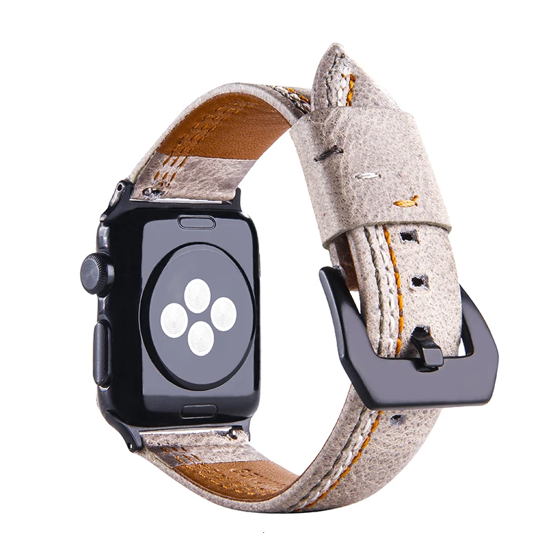 Ремешок для часов apple watch из натуральной кожи в стиле ретро 44 мм 42 мм из нержавеющей стали 40 мм, аксессуар для часов, браслет iWatch серии 5 4 3 2 1