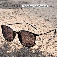 caponi oval mens sunglasses photochromic polarized sun glasses for men protect uv ray super light small size eye glasses bs520