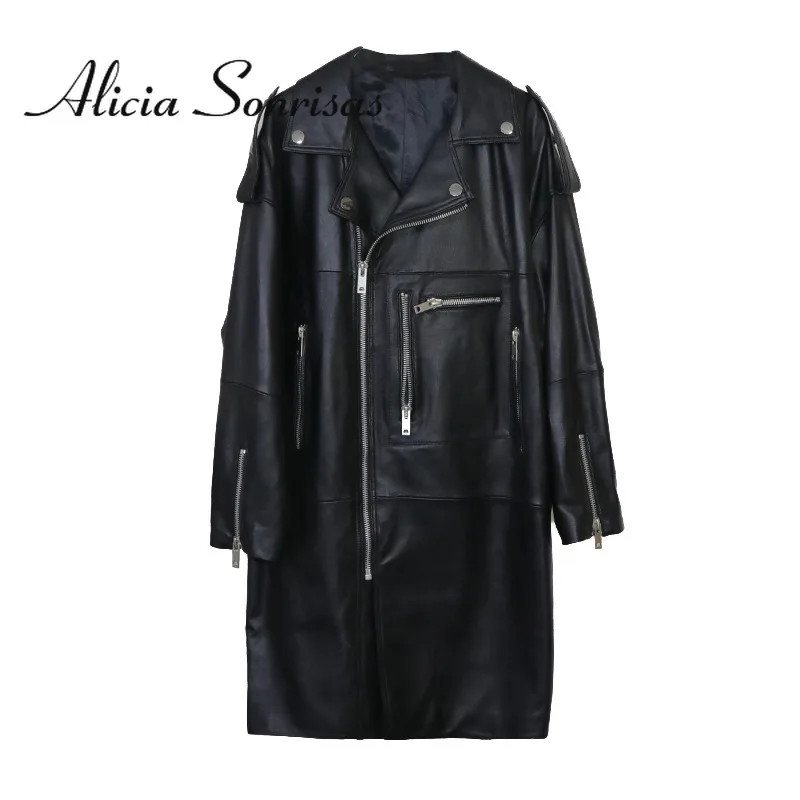 

Женская мотоциклетная куртка из ПУ кожи, однотонная черная Свободная куртка большого размера с длинным рукавом, отложным воротником и карманами на молнии, Осень-зима 2021