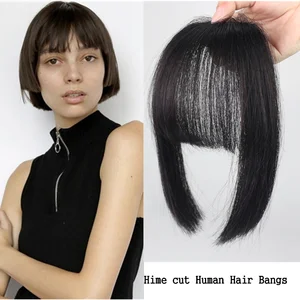 SalonChat 100% человеческие волосы имитация челок прямо Hime с Синтетические клипсы с бахромой в прямая челка человеческих волос челки-шиньоны из человеческих волос парик, заколки, заколки для волос