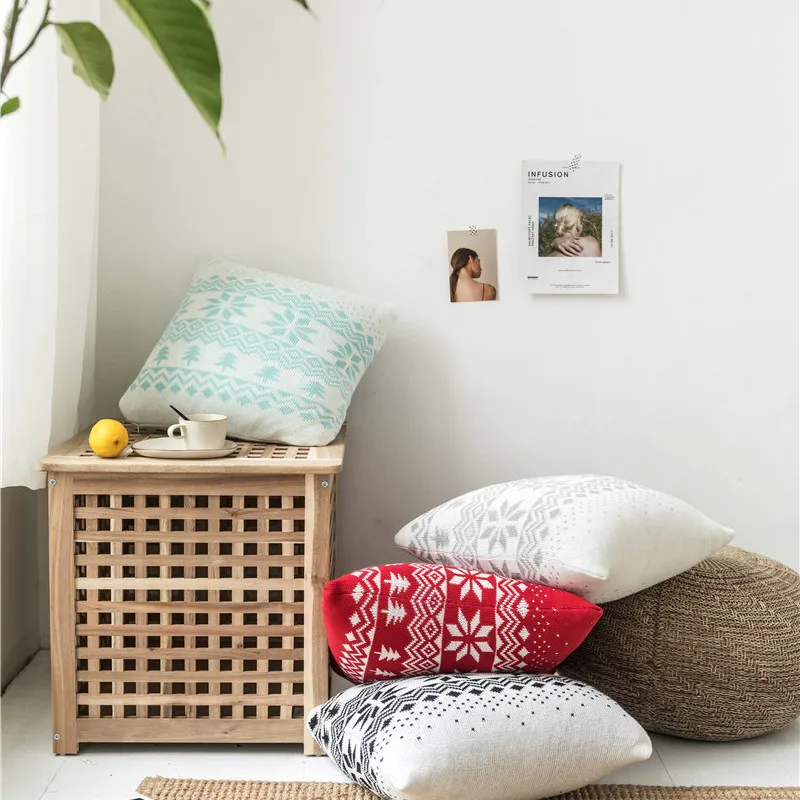 Christmas Tree Snowflake Pillow Cover Cotton Soft Skin-friendly Throw Cushion For Living Room Sofa Bed Car Decoration | Дом и сад