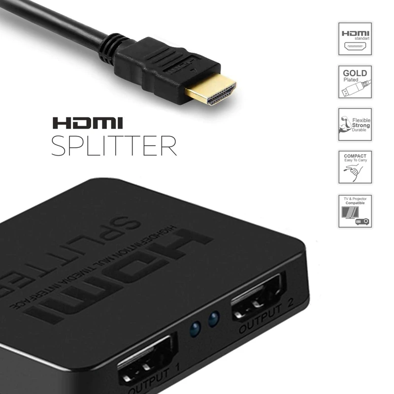 Hdmi Splitter 1 in 2 Out-Ultra Hd 4K 4 Port Adapter for Fire Stick/Apple Tv/Fire Tv/Roku Tv/Ps4 Pro/Xbox One X/Wii U |