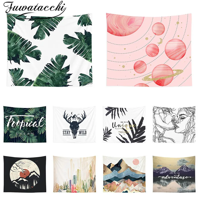 Fuwatacchi летние зеленые растительный гобелен настенный большой кактус одеяла из