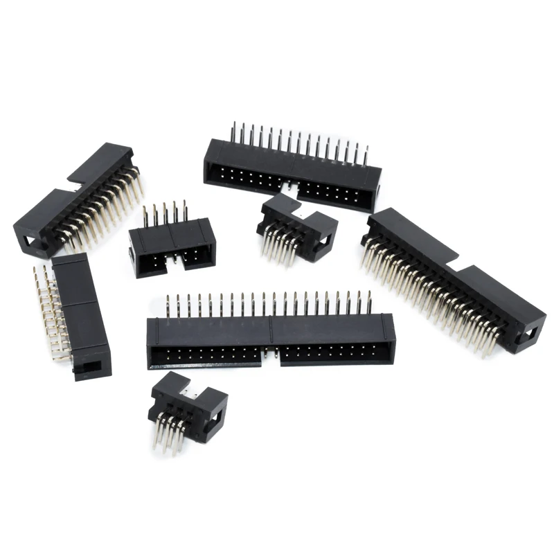 

10pcs right angle 6/10/20/26/34/40 PIN 2.54MM pitch MALE SOCKET idc box headers PCB Connector Double Row 10P/20P/40P DC3 HEADER