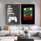 Настенный постер для игр Eat Sleep, художественный постер на холсте для игроков, декоративная картина для комнаты мальчиков, игровой комнаты