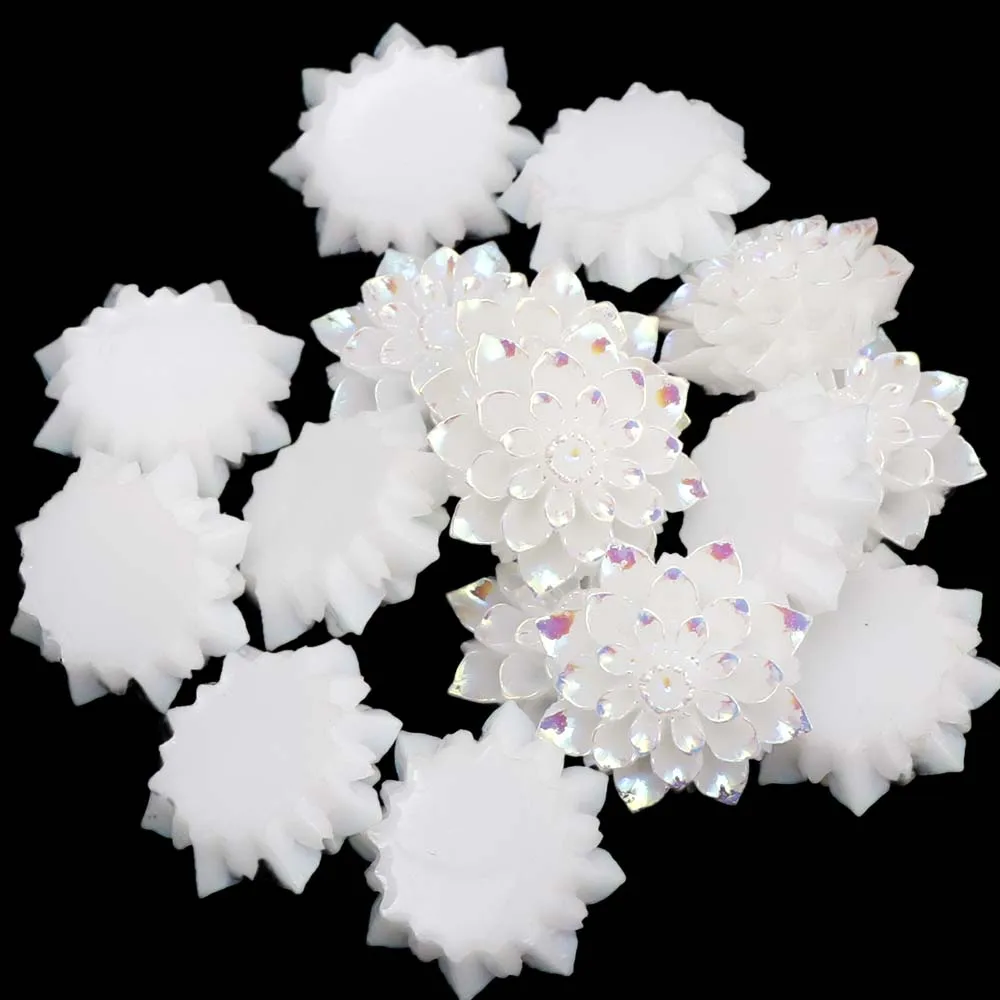 10 шт. выпуклые круглые серьги с белым лотосом | Дом и сад