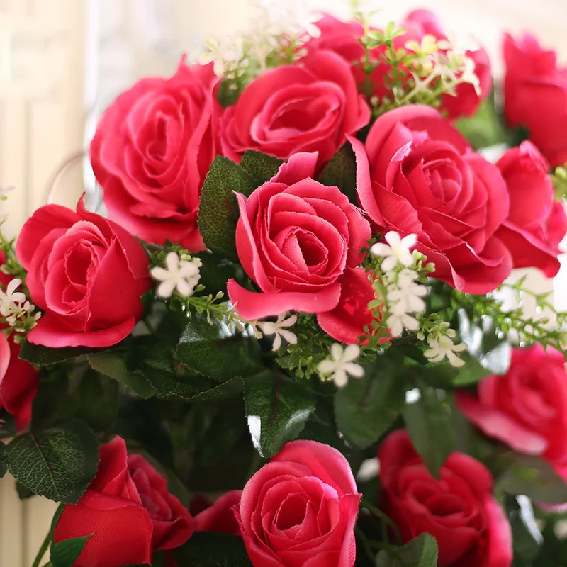 1 букет искусственных цветов украшение в виде лианы настенные подвесные розы