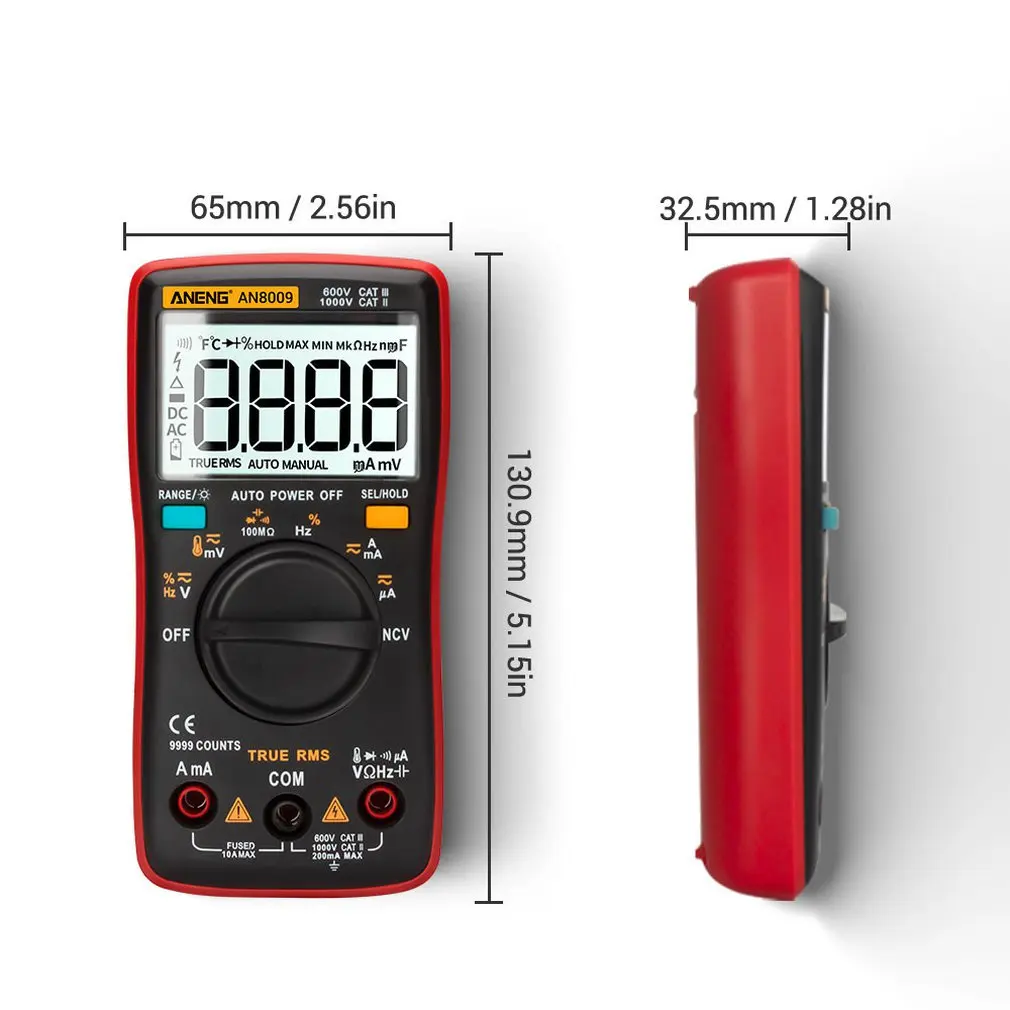 

AN8009 Professional High Precise 6000 counts 1000V AC DC Digital Multimeter Ohm Hz NCV Live C/F Duty Multimetro Voltage Meter