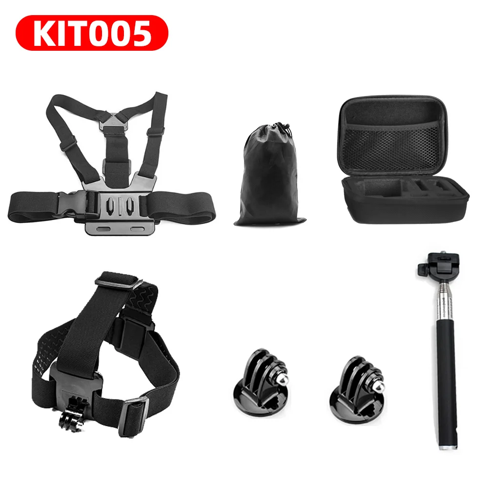 KIT005 Для GoPro hero 7 6 5 4 3+ экшн спортивные аксессуары для видеокамеры комплект селфи палка для SJCAM Xiaomi Yi 4k mijia Сумка Для Хранения Чехол - Цвет: KIT005